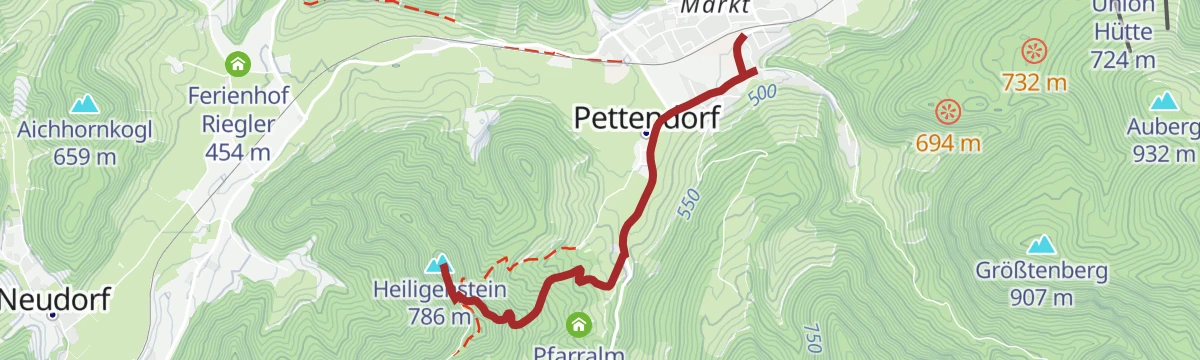 Route map: Heiligenstein über Pfarralm